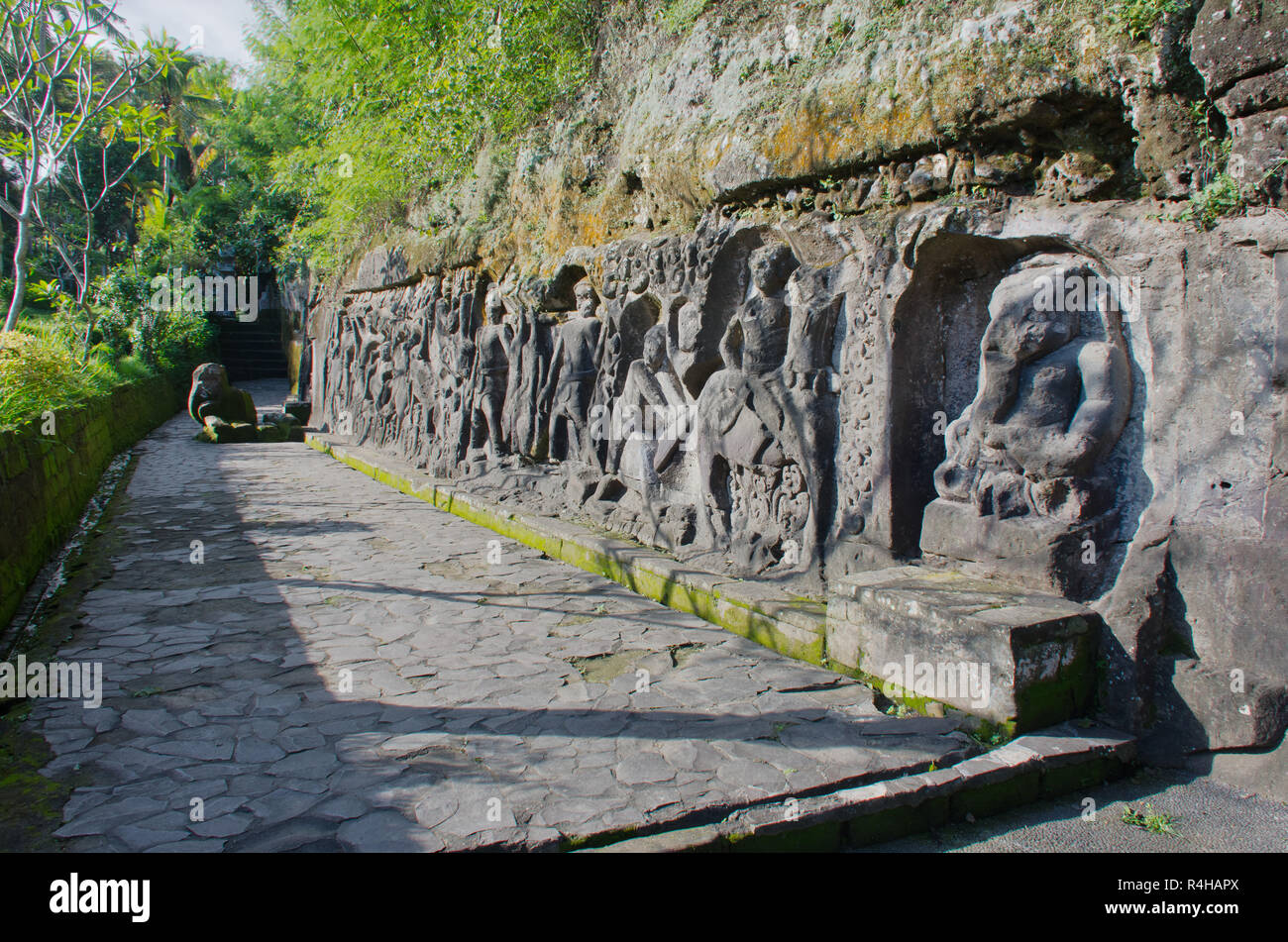 Yeh Pulu rock carvings, Bali Stock Photo