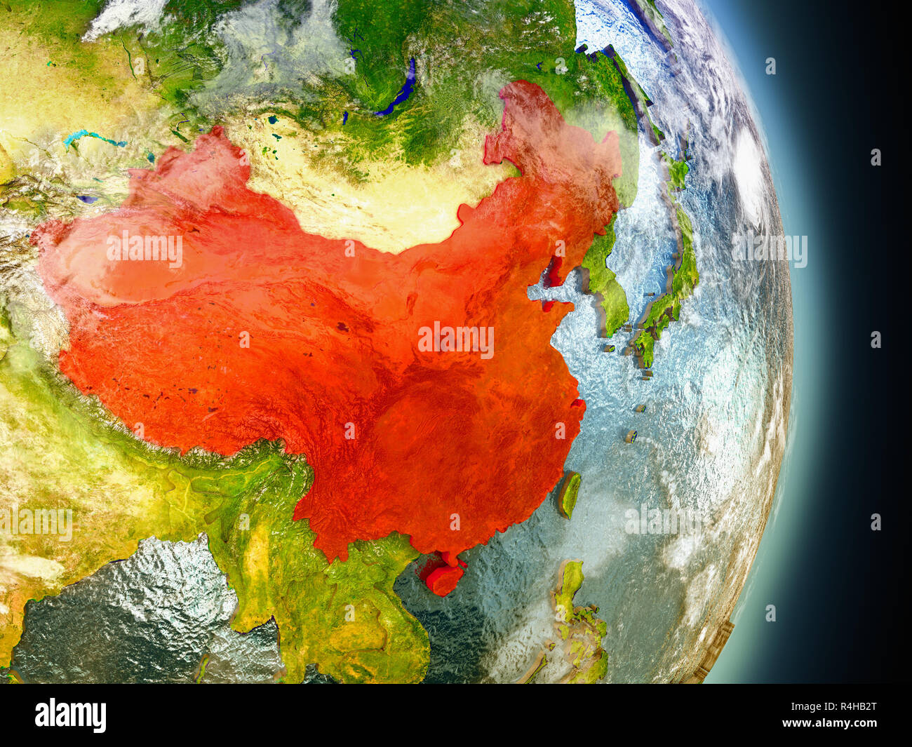 China in red from space Stock Photo