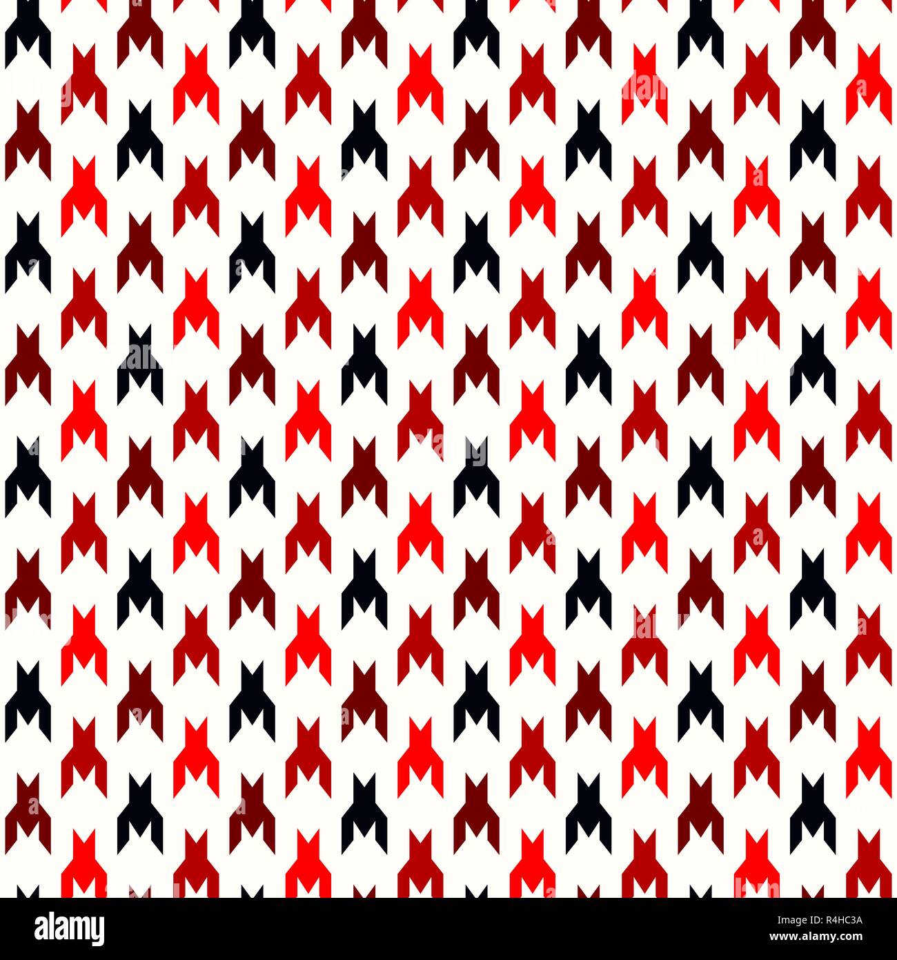 Houndstooth checkered seamless pattern in red yellow black and white, vector eps 10 Stock Vector