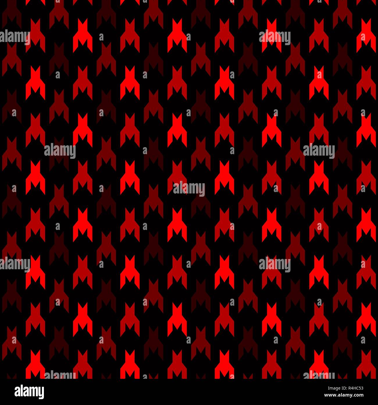 Houndstooth checkered seamless pattern in red yellow black and white, vector eps 10 Stock Vector