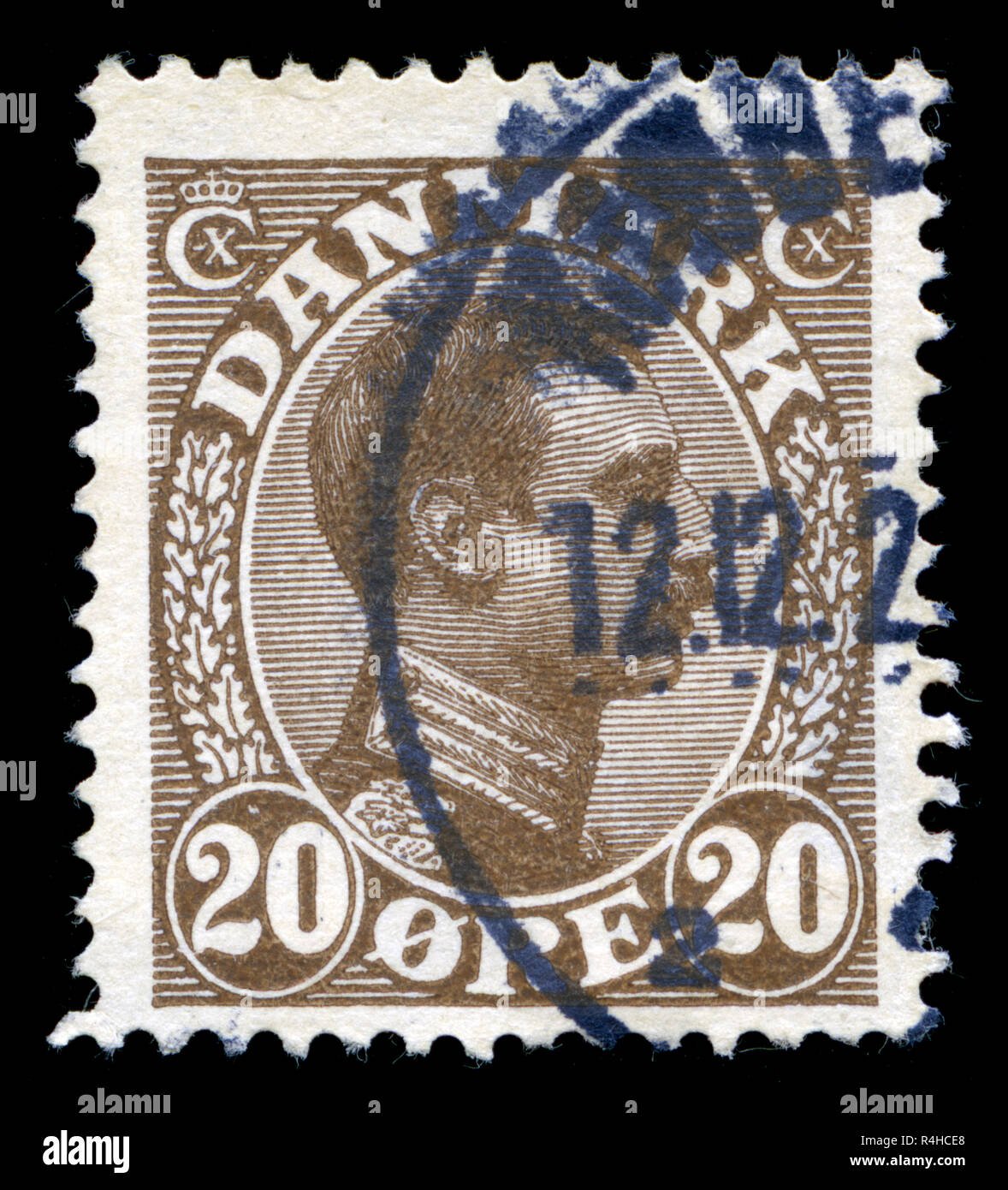 Postmarked stamp from Denmark in the King Christian X series issued in 1921 Stock Photo