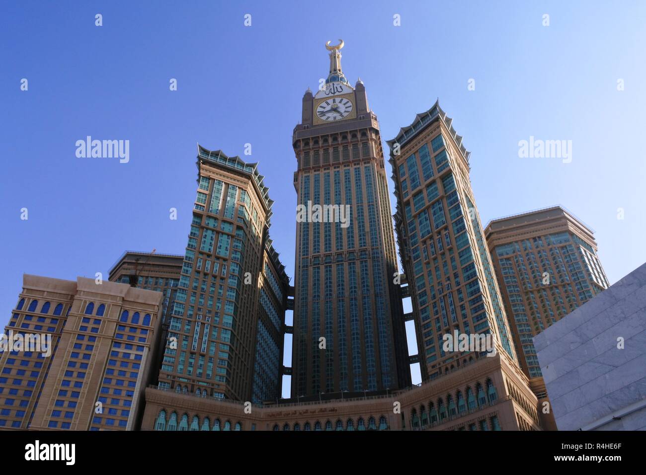 MECCA, SAUDI ARABIA - 6 March 2017: Morning View of Minaret Mecca Royal Clock Tower Hotel. Stock Photo