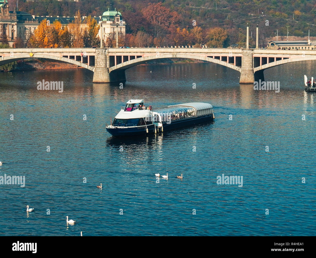 Ferry Boat in Prague Stock Photo