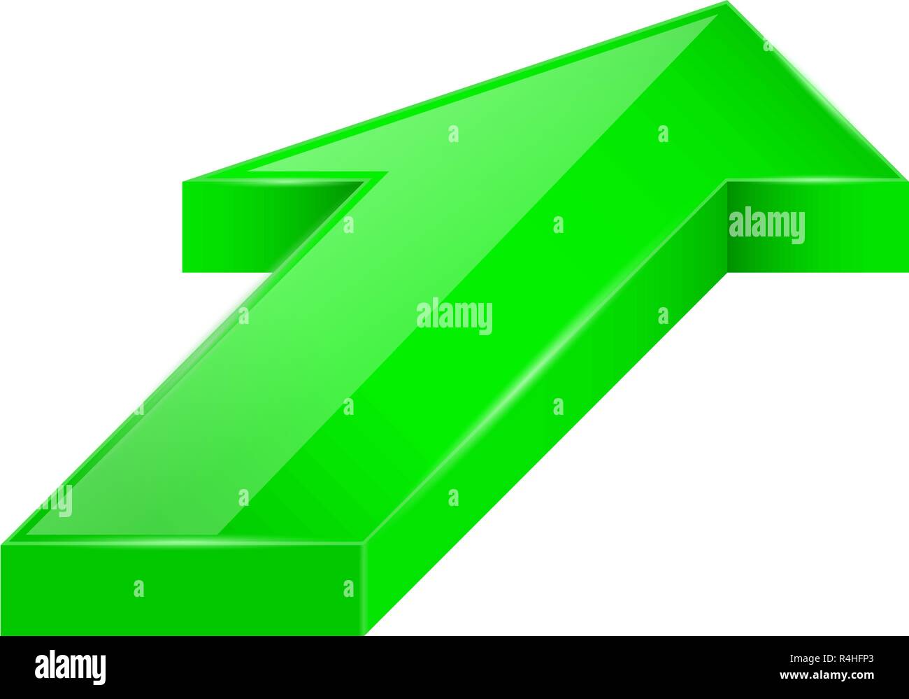 Green arrow. 3d up diagonal icon Stock Vector