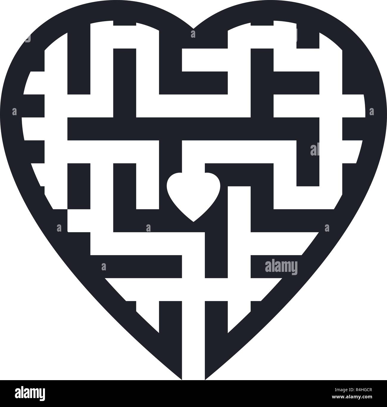 Maze in heart shape Stock Vector