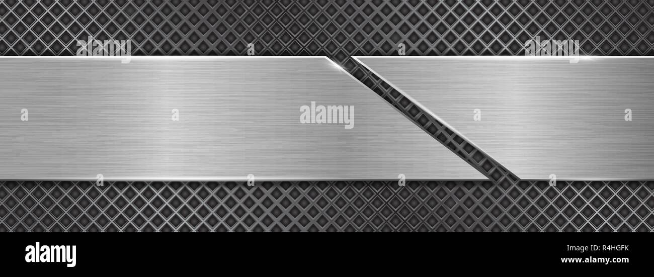 Brushed metal texture. Steel plate on perforated background Stock ...