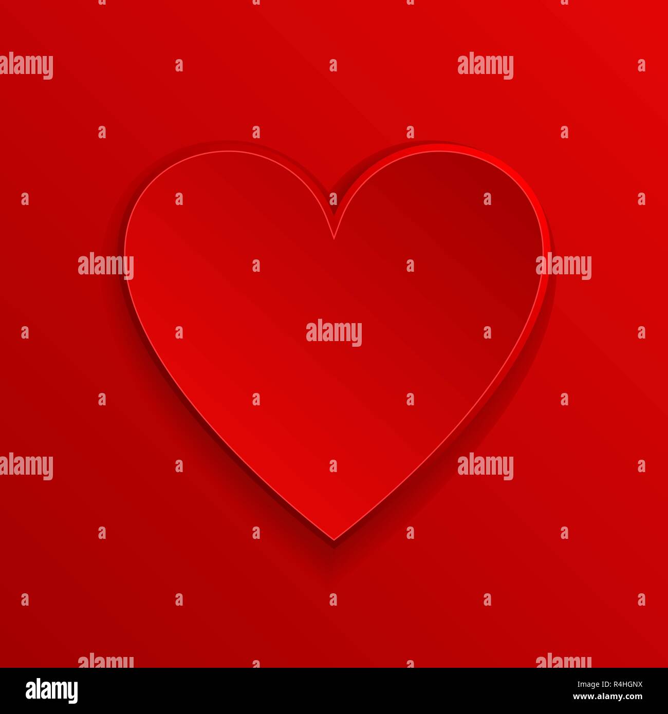 Red heart. Paper sticker Stock Vector