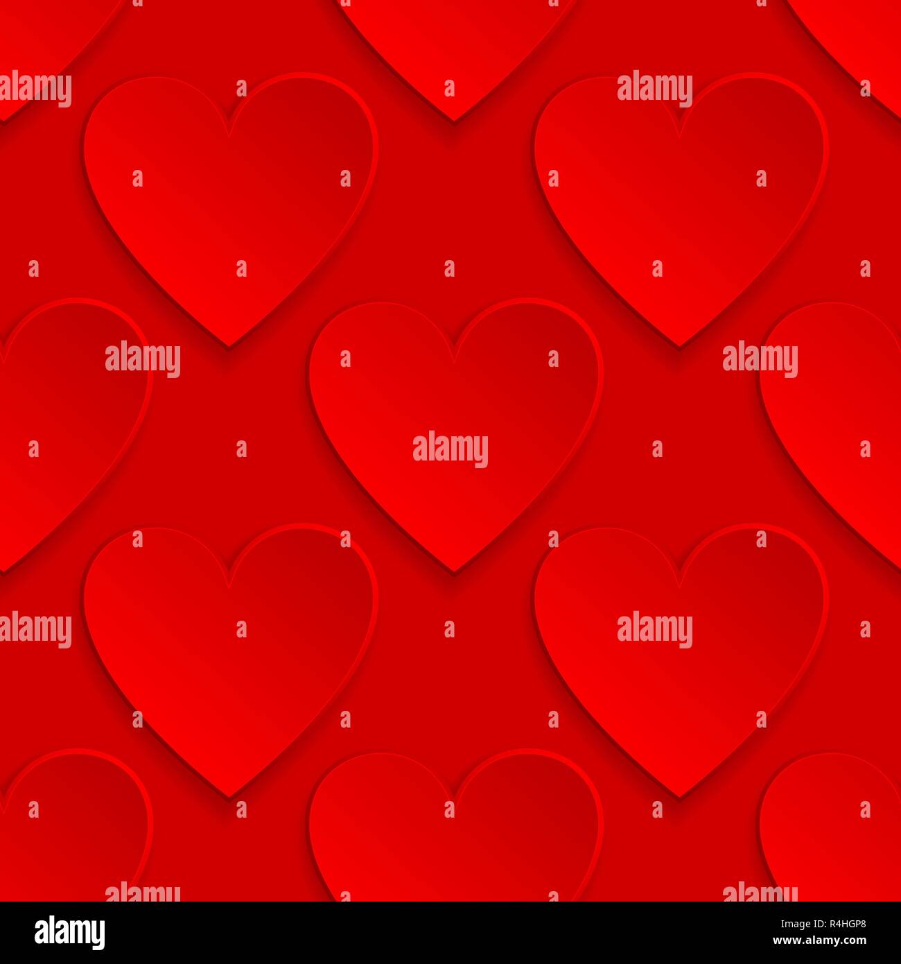 3d red hearts. Seamless pattern Stock Vector
