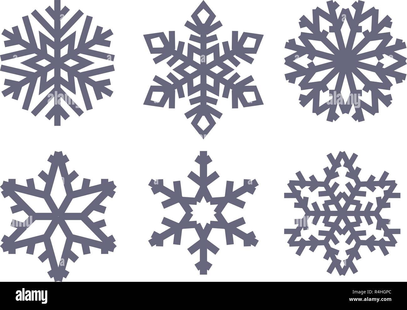 Snowflakes. Black flat symbols Stock Vector