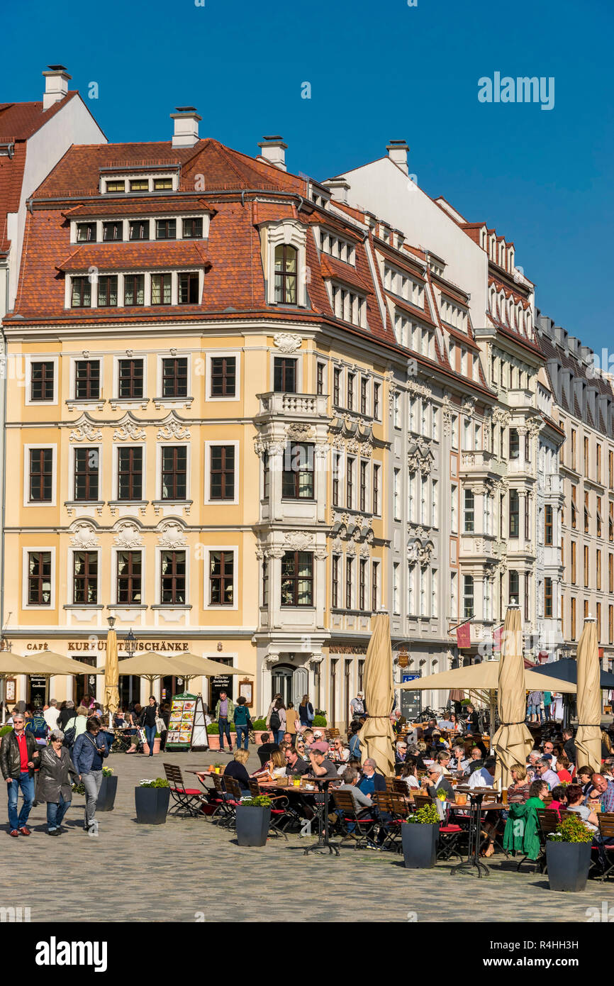 Dresden, reconstructed baroque constructions in the new market, rekonstruierte Barockbauten am Neumarkt Stock Photo