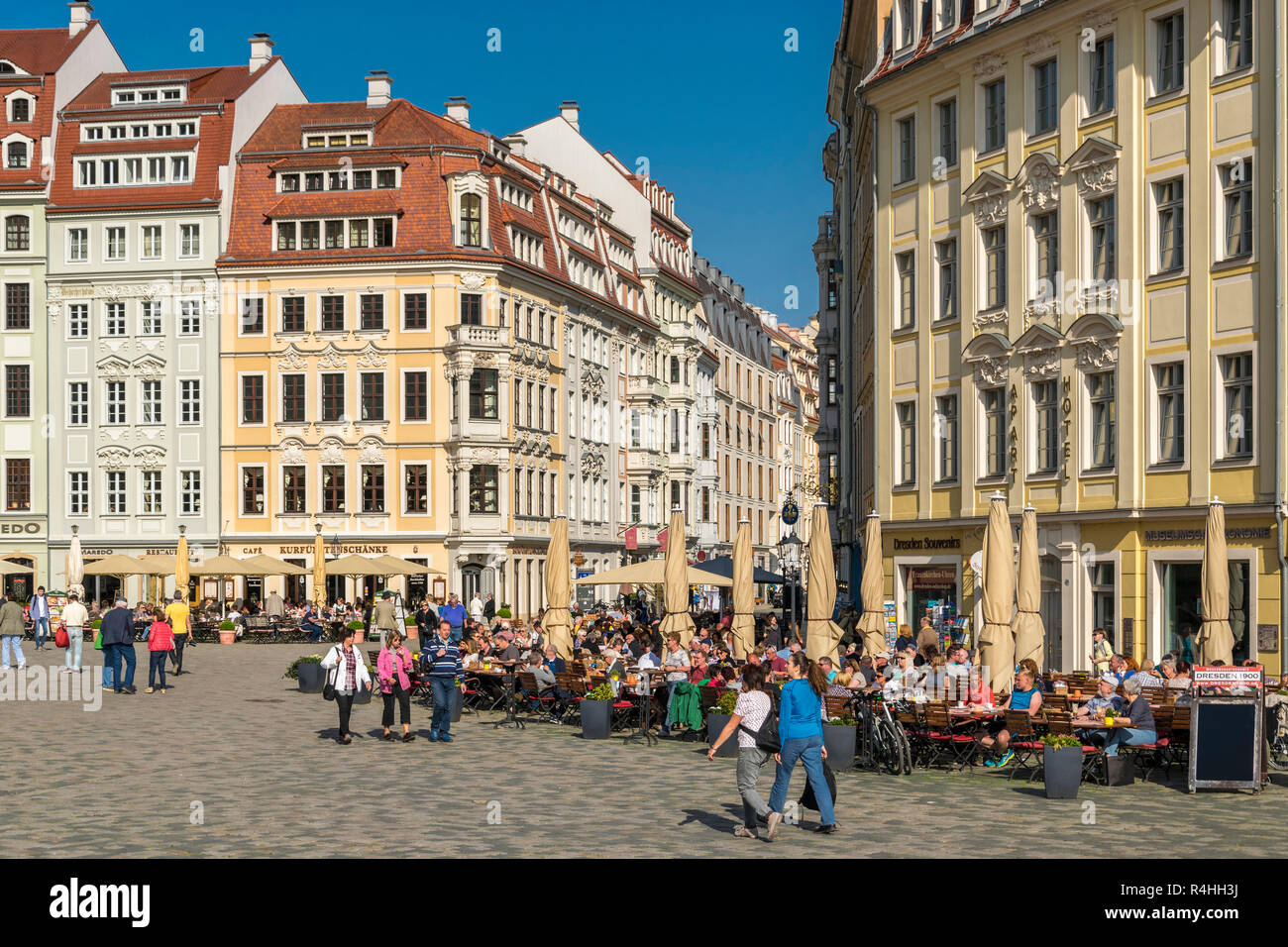 Dresden, reconstructed baroque constructions in the new market, rekonstruierte Barockbauten am Neumarkt Stock Photo
