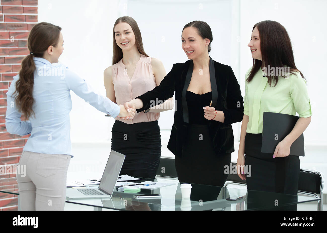 handshake of Manager and client in office room Stock Photo - Alamy