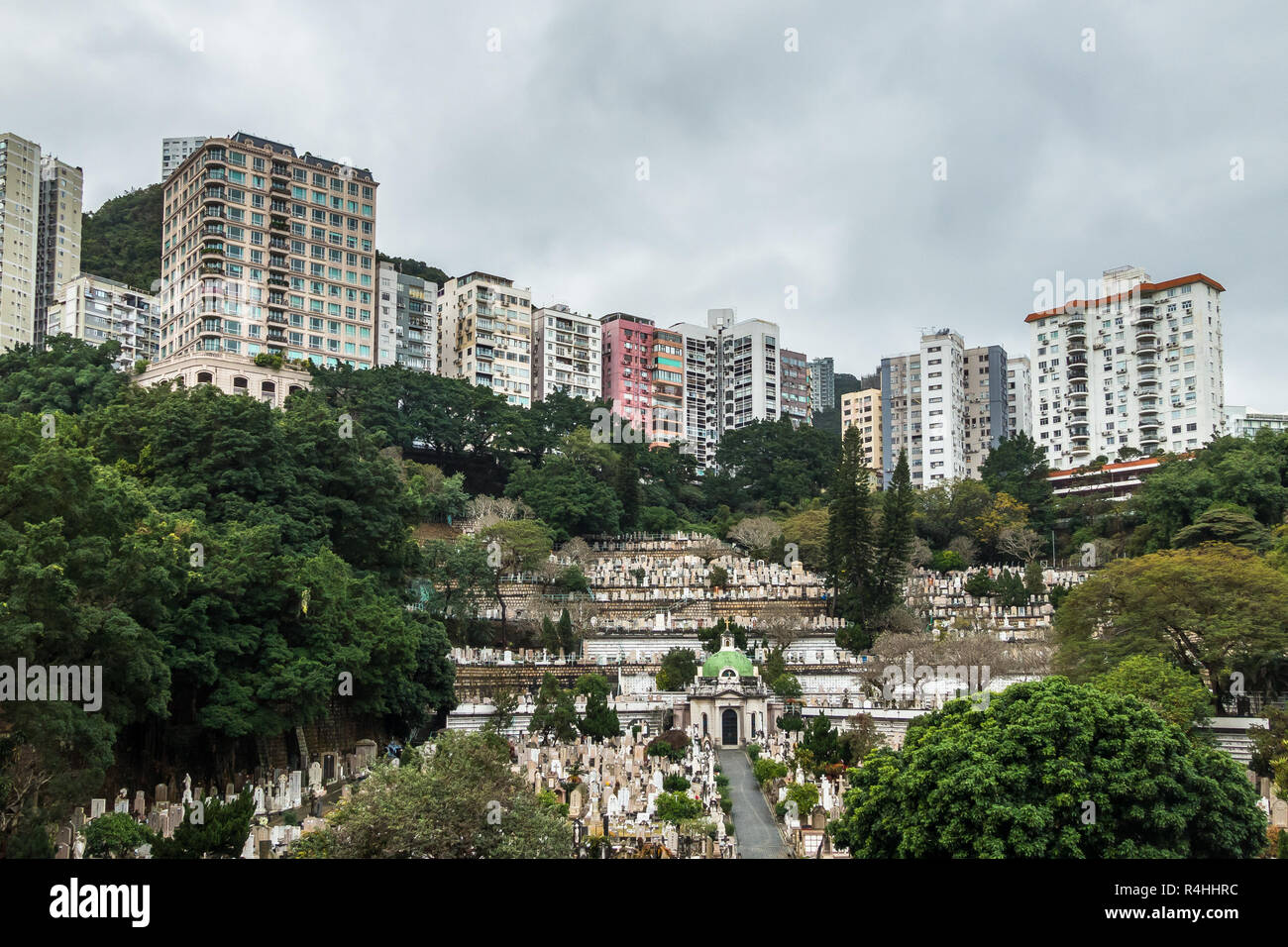 Hong Kong Cemetery or Happy Valley Cemetery is one of the early Christian cemeteries in Hong Kong dating to its colonial era Stock Photo