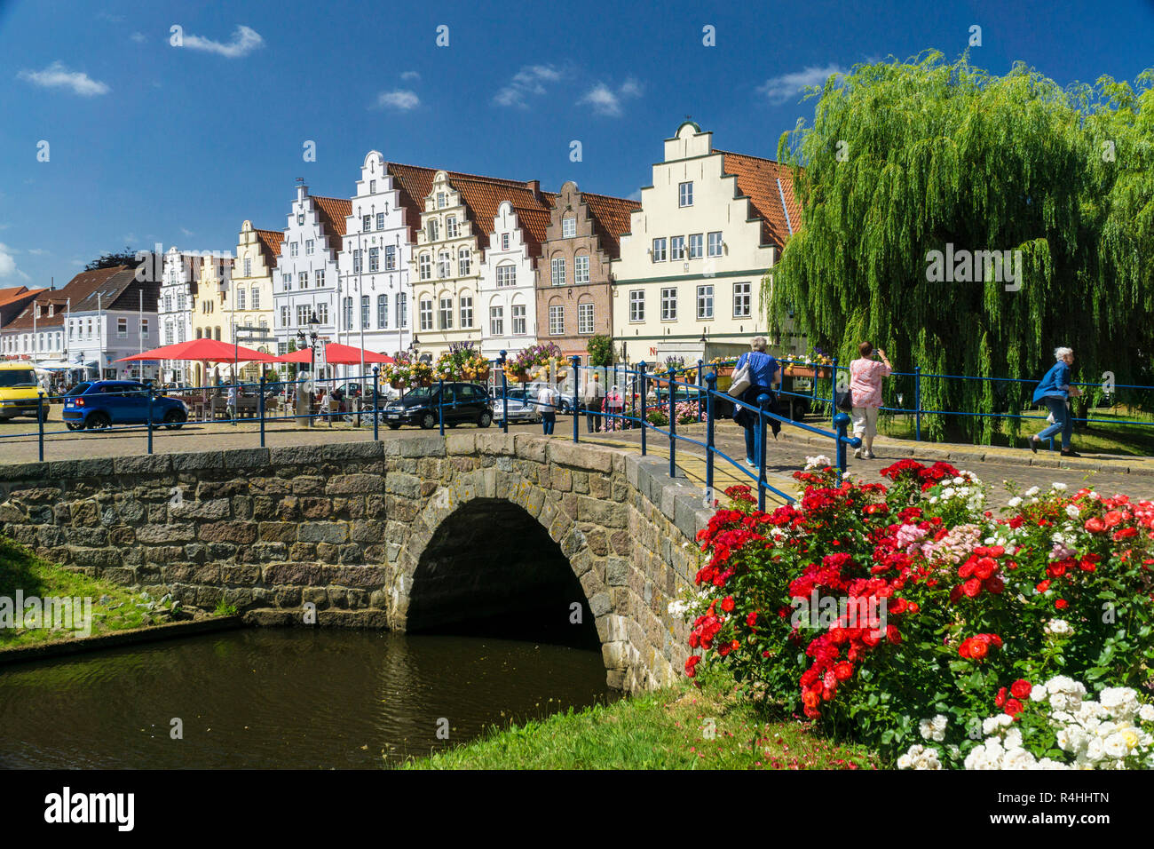 Nordfriesland, Friedrich's town, middle moat and marketplace, Friedrichstadt, Mittelburggraben und Marktplatz Stock Photo