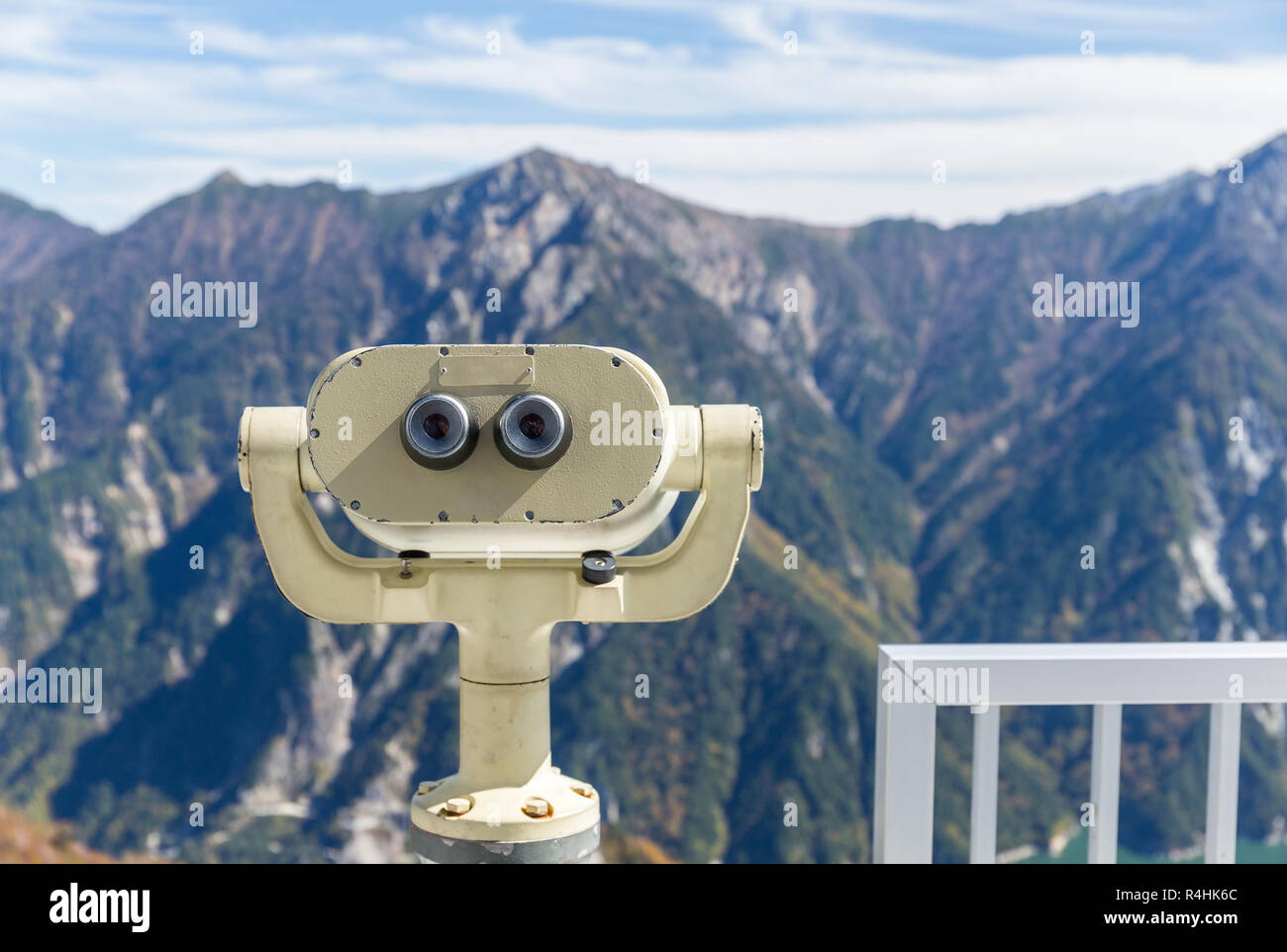 Tourist binocular at mountain Stock Photo Alamy