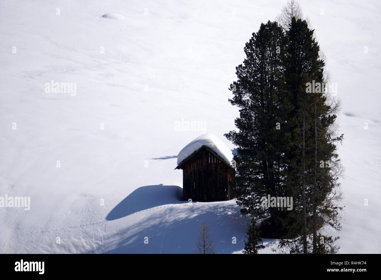 Isolated wood mountain house cabin hut covered by snow Stock Photo - Alamy