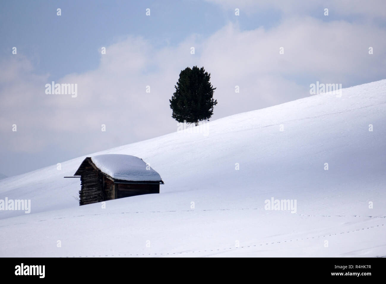 Isolated wood mountain house cabin hut covered by snow Stock Photo - Alamy