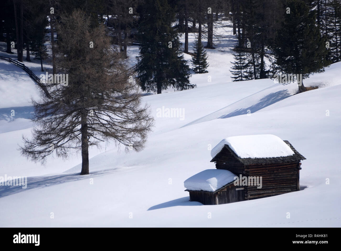 Isolated wood mountain house cabin hut covered by snow Stock Photo - Alamy