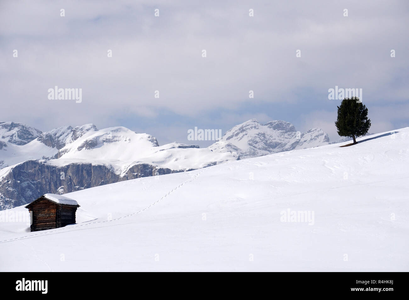 Isolated wood mountain house cabin hut covered by snow Stock Photo - Alamy
