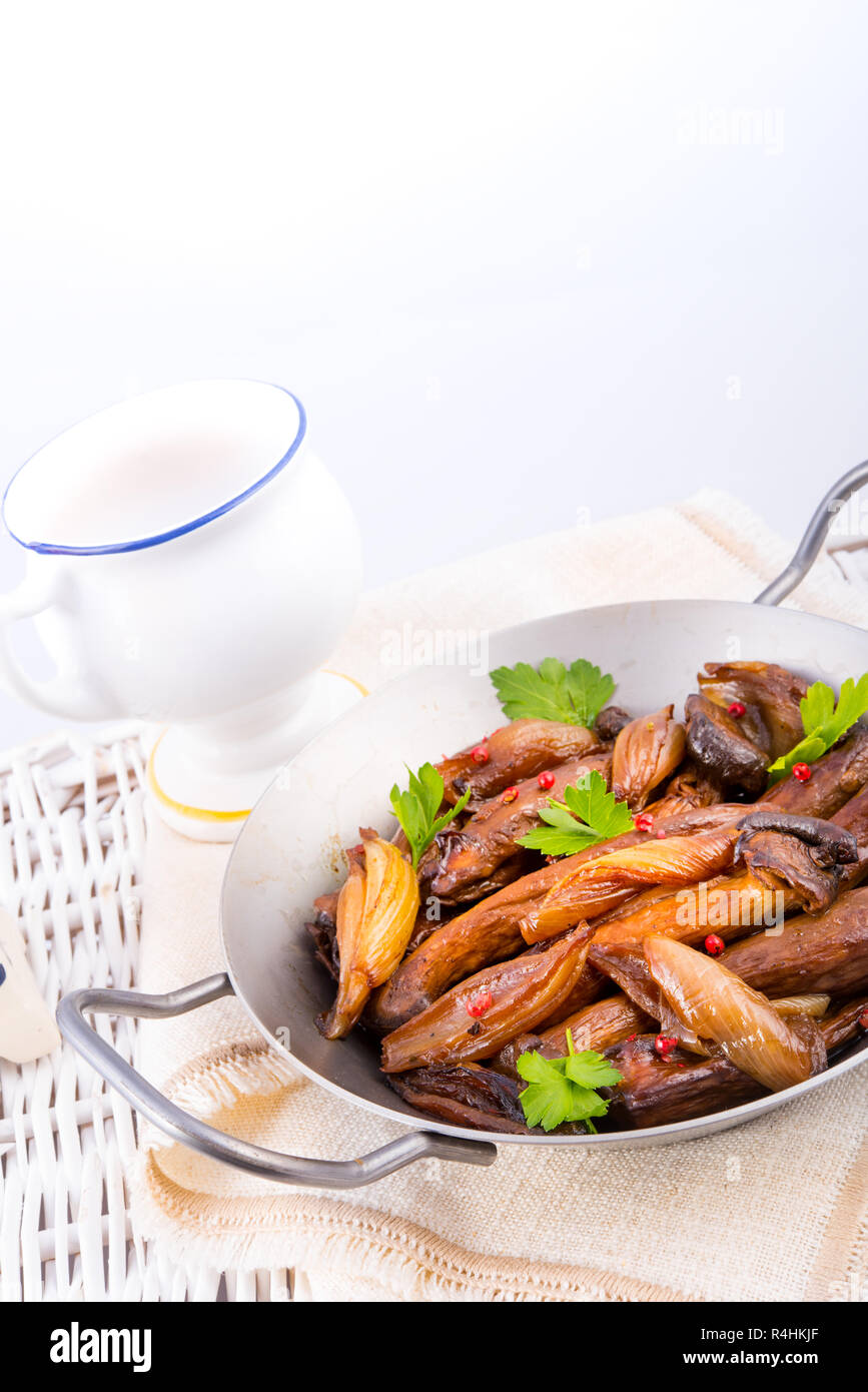 roasted king oyster mushrooms Stock Photo Alamy