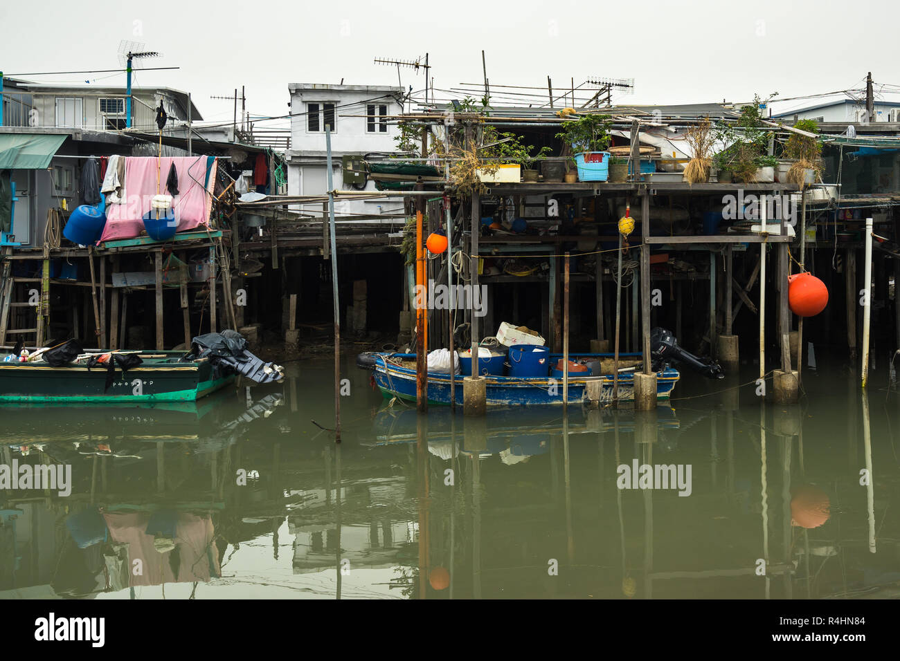 Typical wooden stilt houses in Tai O, a traditional fishing town in