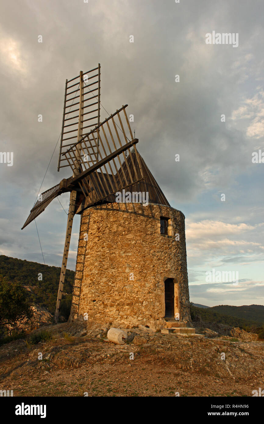 windmill Paillas in Ramatuelle, Provence, France Stock Photo
