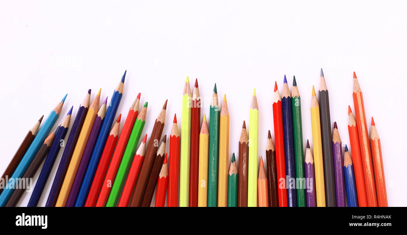 set of colored pencils .isolated on a white background Stock Photo - Alamy