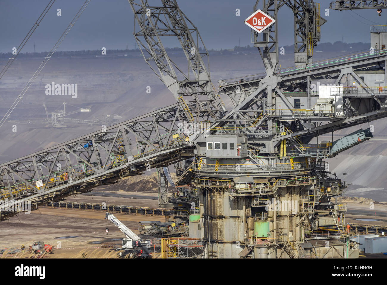 Brown coal opencast mining, Garzweiler I, Rhenish brown coal district, Rhine circle of Neuss, North Rhine-Westphalia, Germany, Braunkohletagebau, Rhei Stock Photo