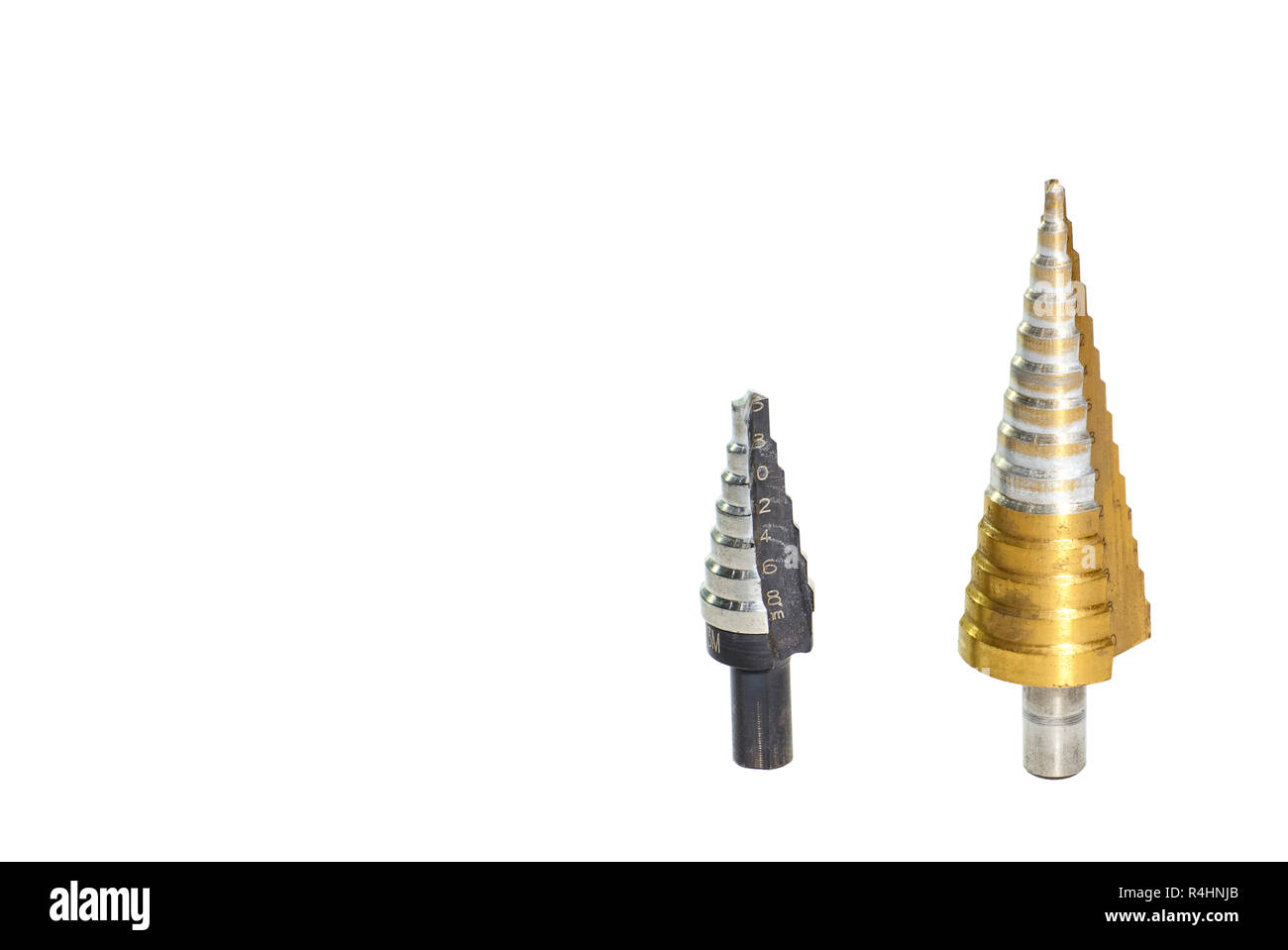 Step drills with spiral flutes & Clipping inside Stock Photo