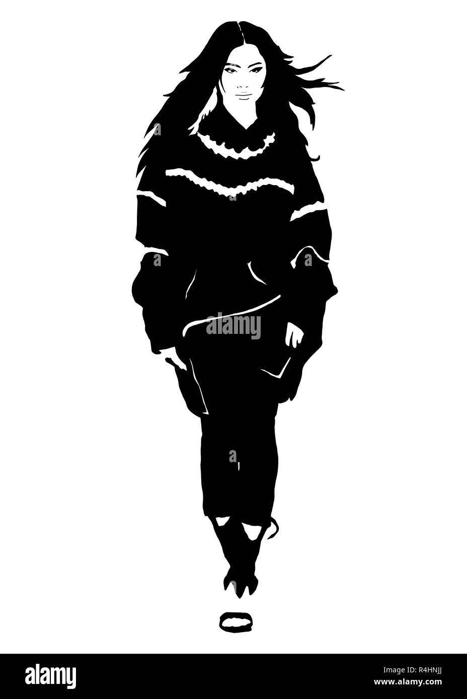 Fashion illustration black and white Stock Photo - Alamy