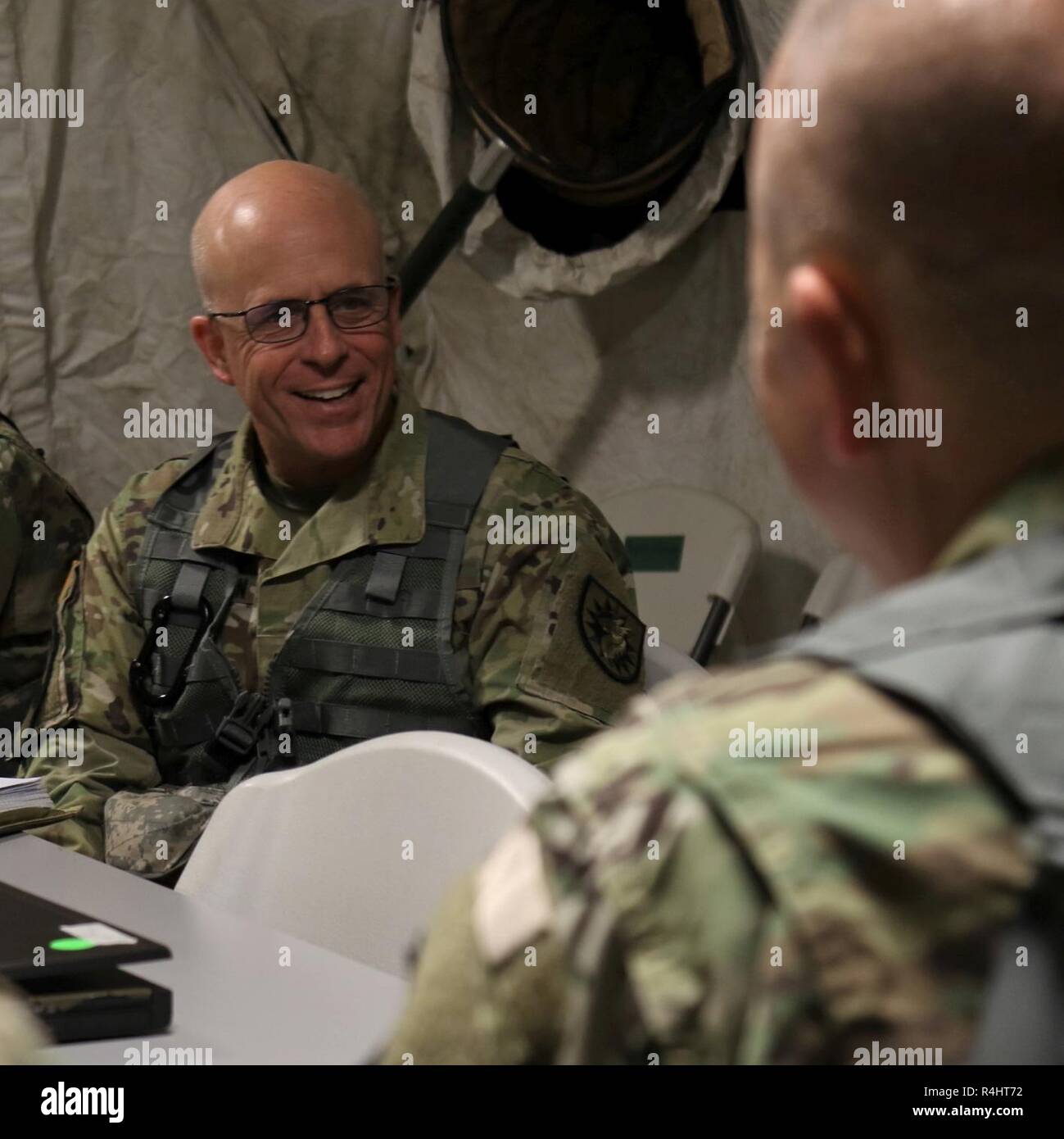 U.S. Army Lt. Col. William Mendelsohn speaks at a battle update brief ...