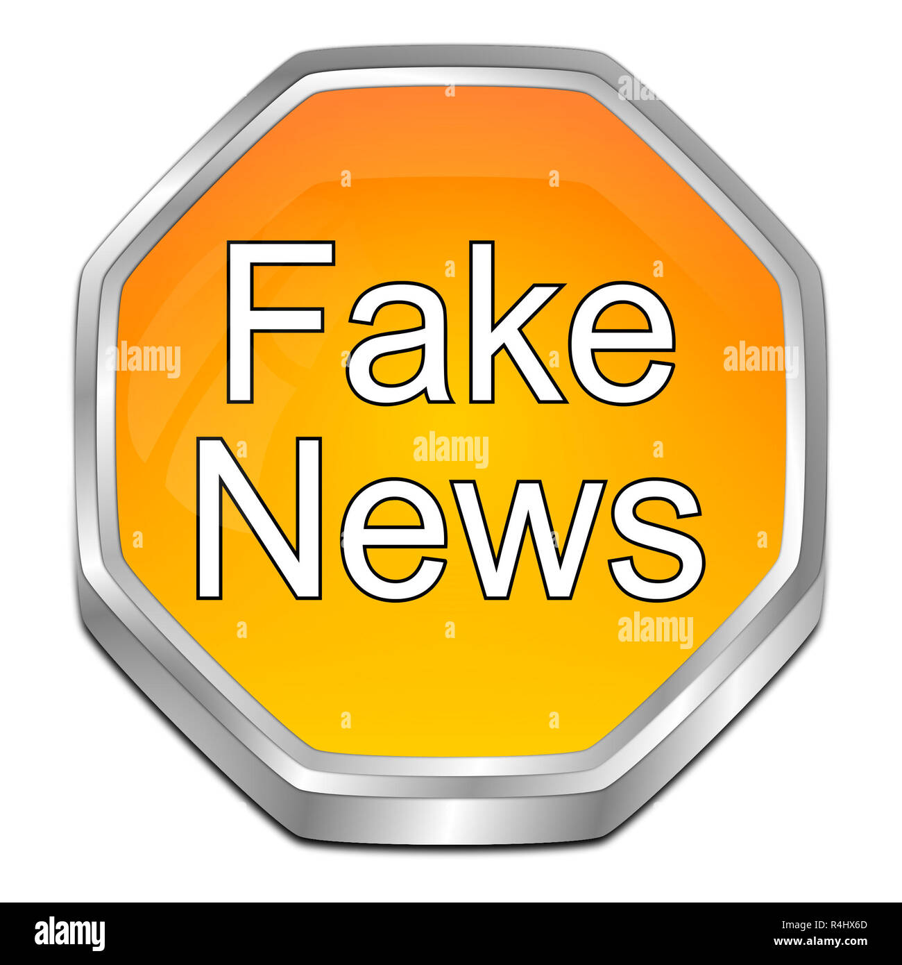 orange Fake News button - 3D illustration Stock Photo