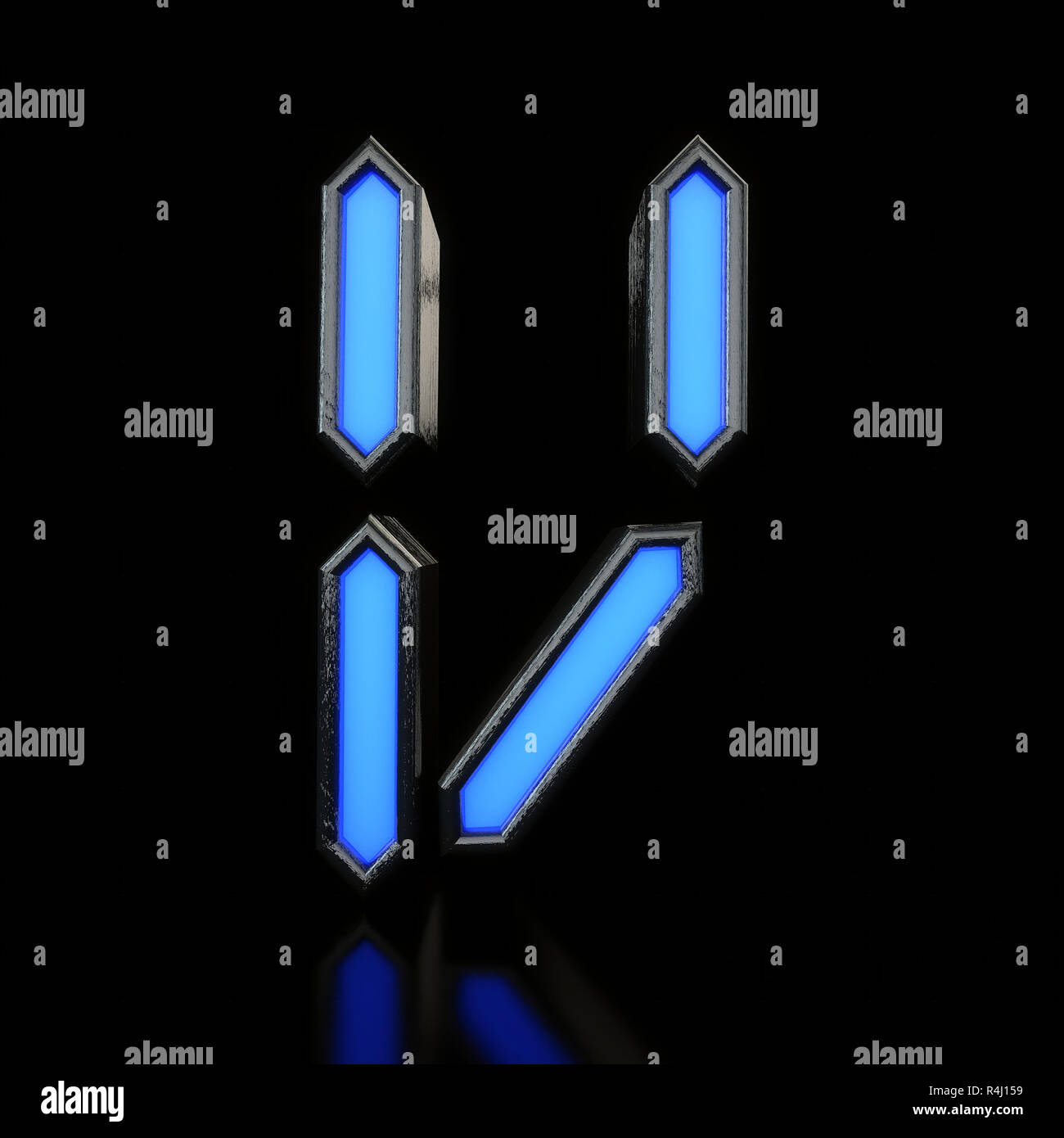 Letter V Futuristic Blue Neon Led Digital Font 3d Rendering Stock Photo Alamy