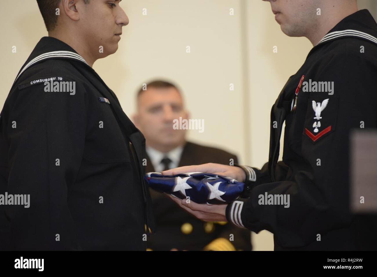 Sailors Pass The American Flag At A Retirement Ceremony For Master Chief Culinary Specialist Fernando Colon Aldecoa Held At The Naval Submarine Base Kings Bay Ga Chapel The Base Is Home To Five