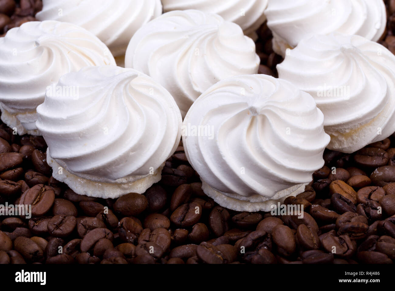 French vanilla meringue cookies and coffee beans Stock Photo Alamy