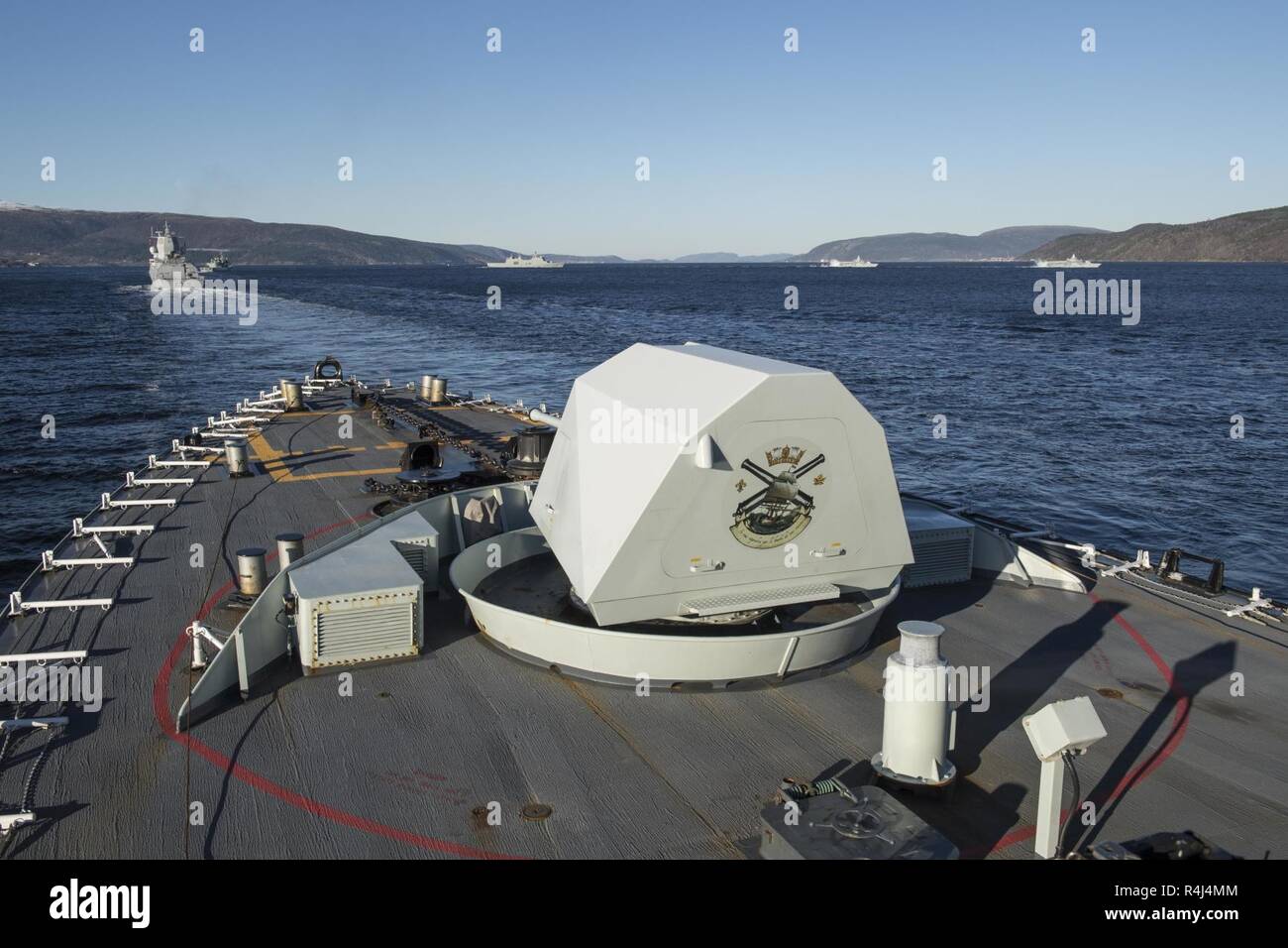 Her Majesty’s Canadian Ship (HMCS) VILLE DE QUÉBEC follows NATO