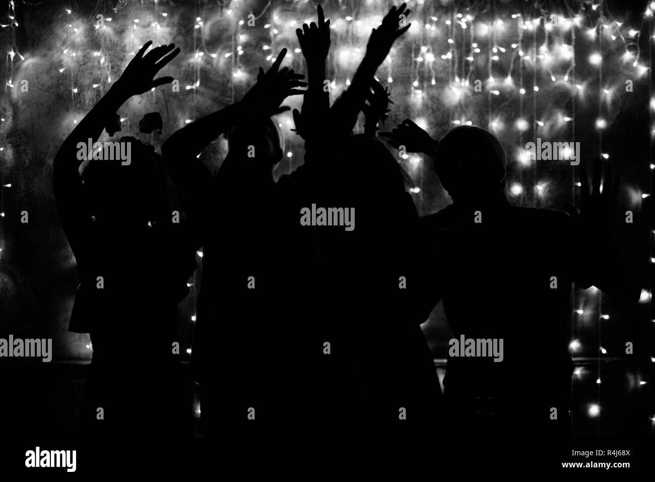 Happy people party celebration Black and White Stock Photos & Images ...