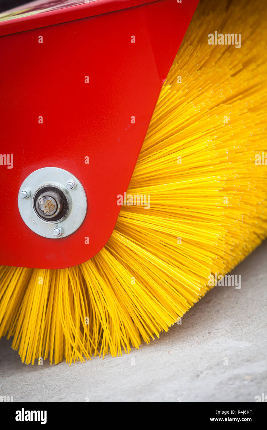Road brush sweeping machine Stock Photo Alamy