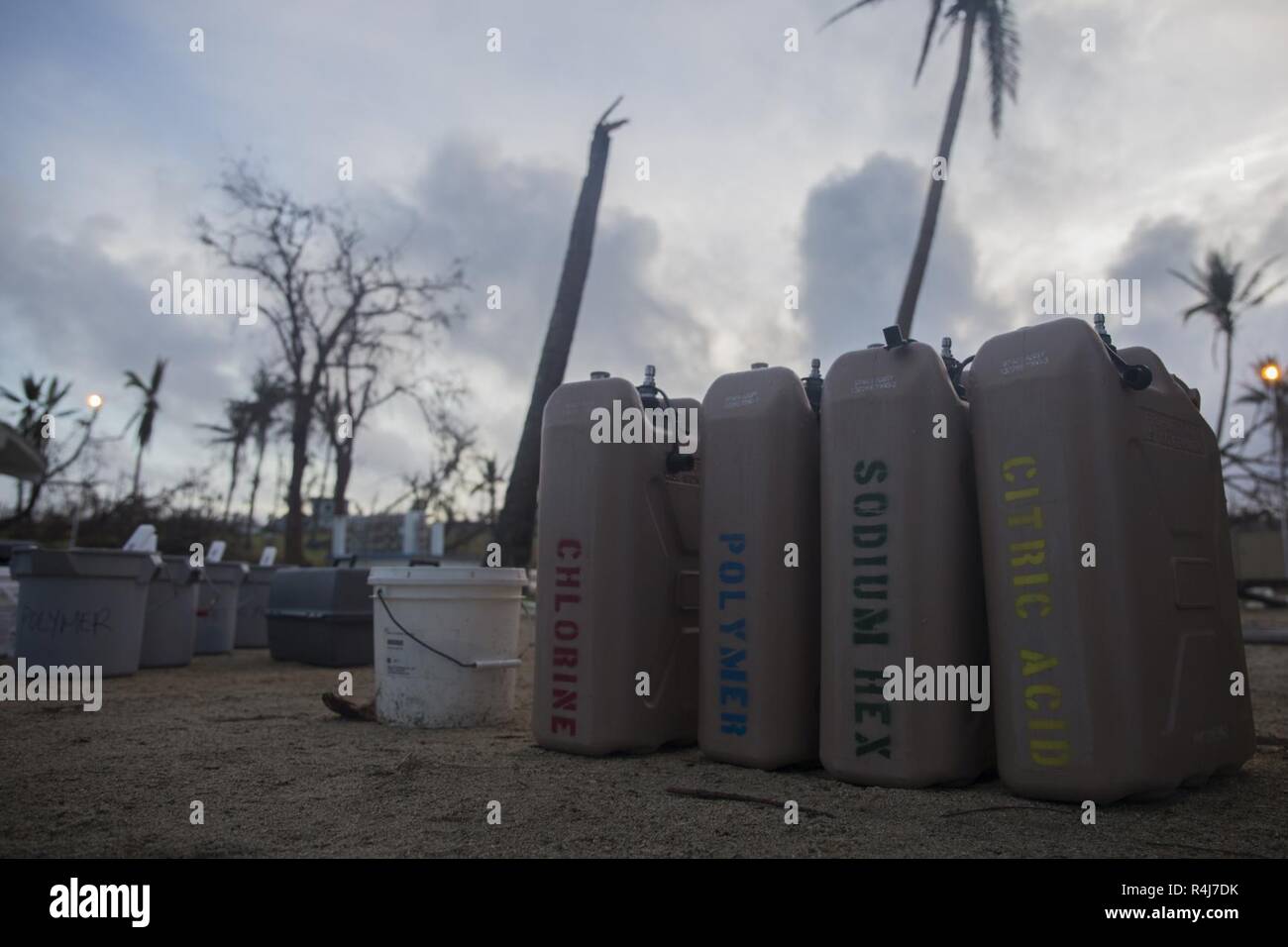 U.S. Air Force water purification chemical containers for a 1500 Reverse Osmosis Water