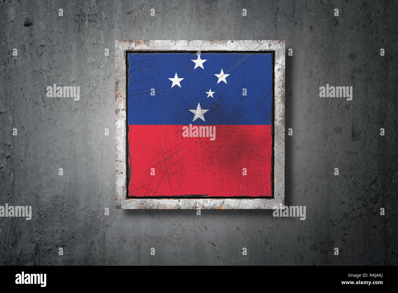 3d rendering of a Samoa flag in a concrete wall Stock Photo - Alamy