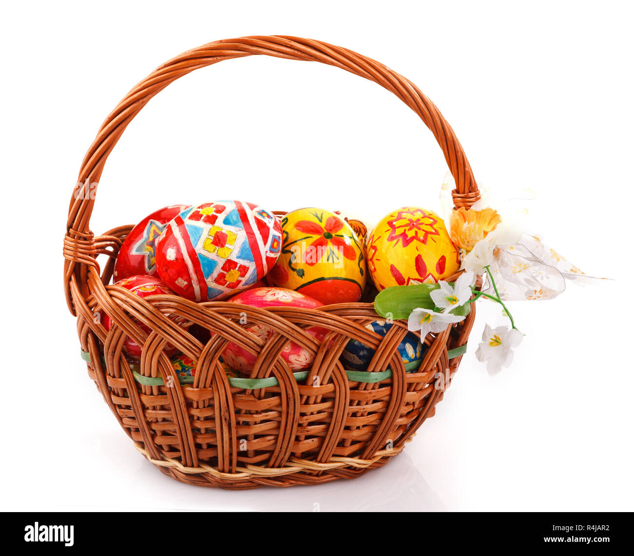 Easter basket with eggs Stock Photo