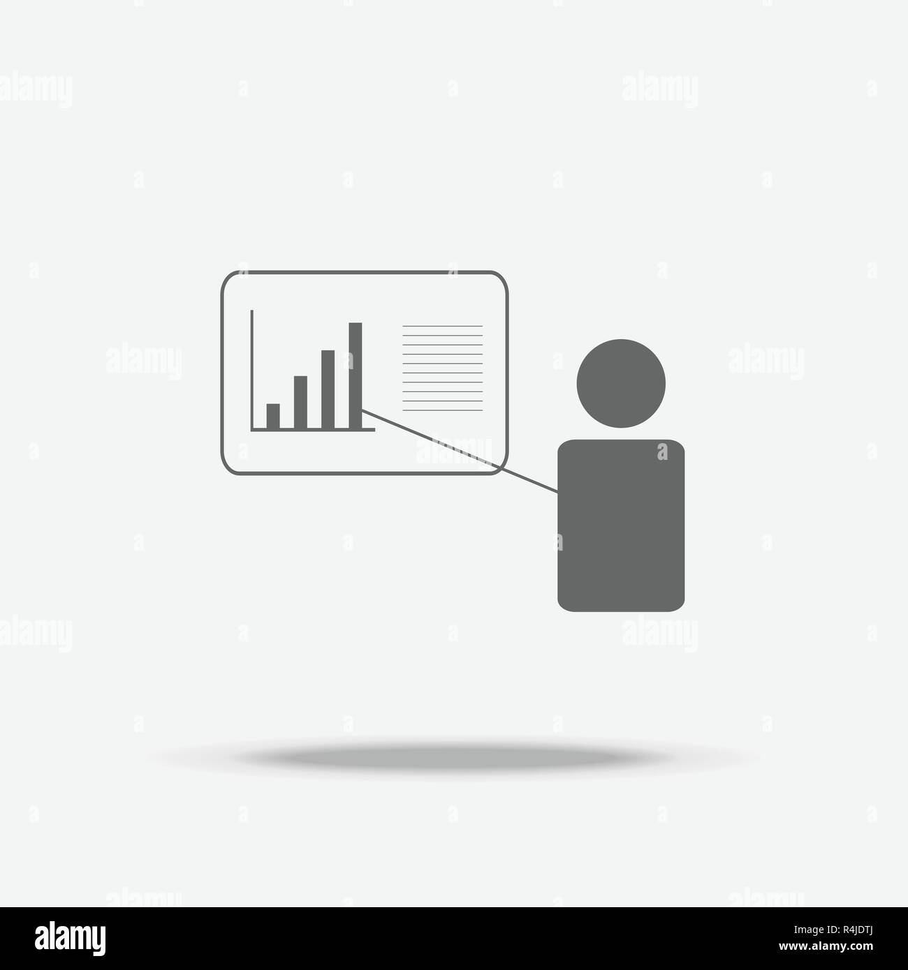 Presentation businessman Flat design vector icon with shadow Stock Vector
