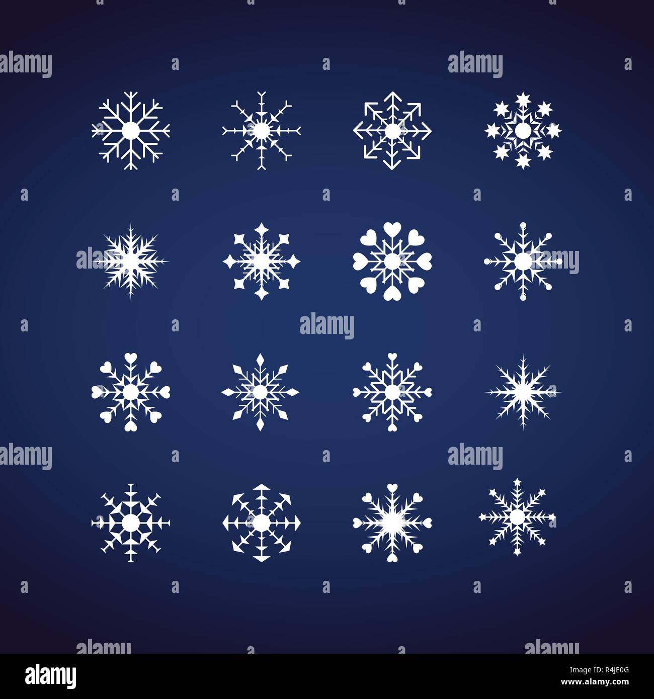 Winter Snowflakes icons set. Flat design icons. Illustration vectors for Christmas and New year day. Hand drawn abstract and line. Stock Vector