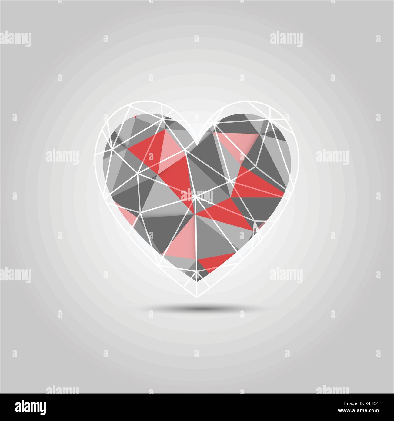 Red and grey heart Shape Polygon abstract vector Stock Vector Image ...