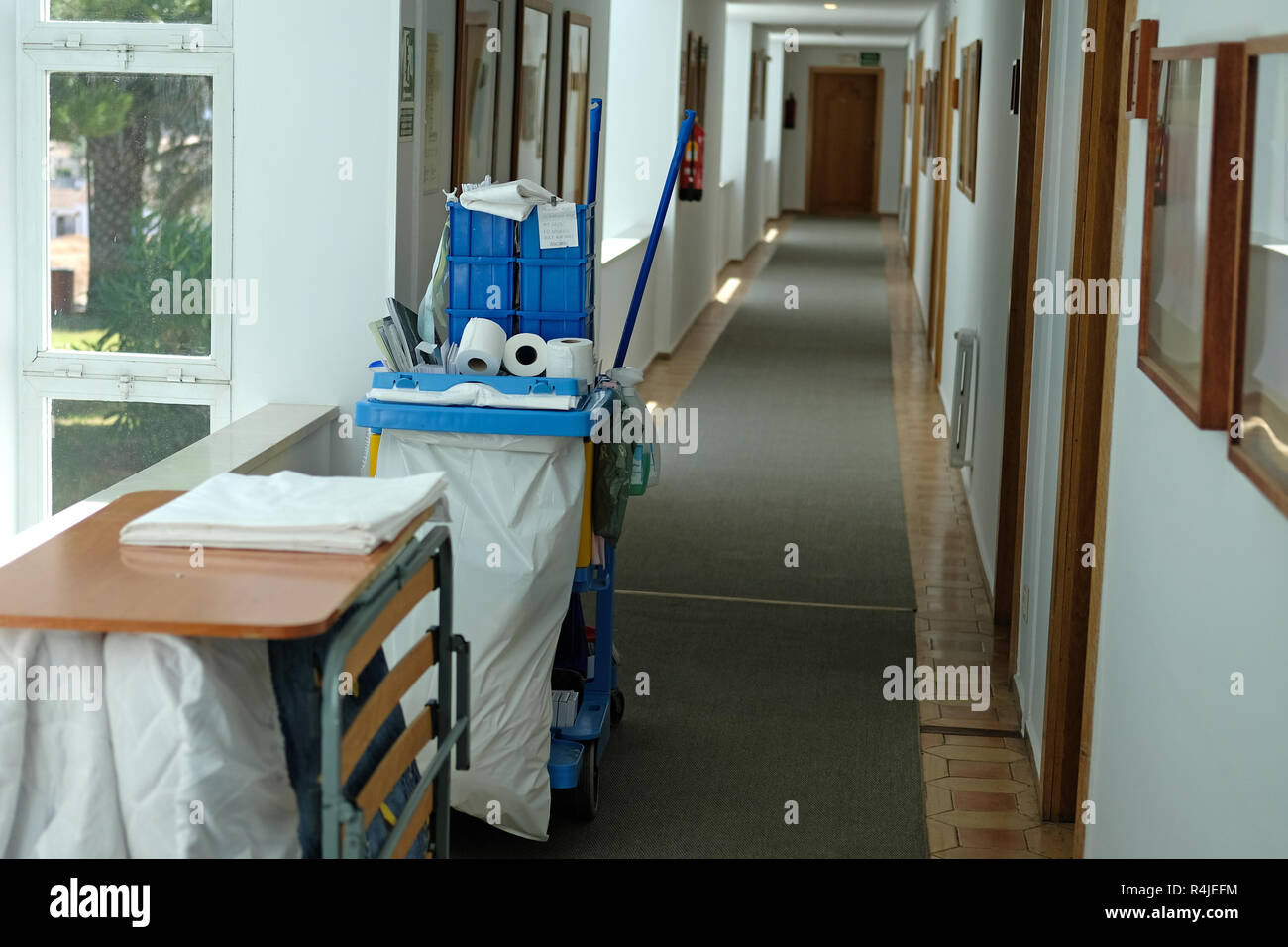 Hotel cleaning equipment in a Spanish hotel Stock Photo Alamy