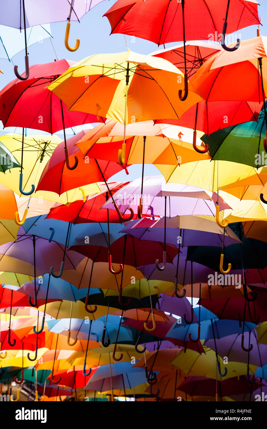 Background colorful umbrella street decoration Stock Photo Alamy