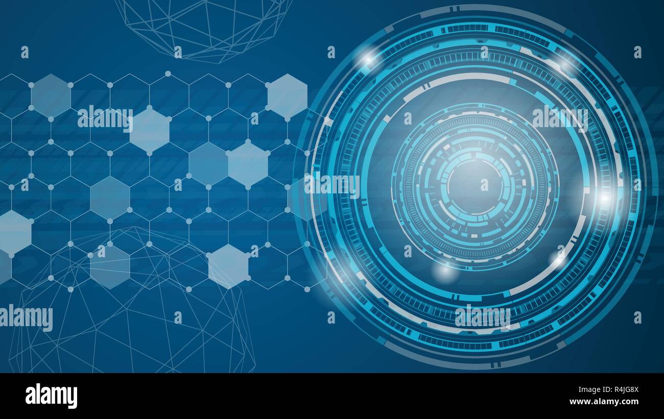 Technology abstract background vector. Blue futuristic tone theme. Stock Vector
