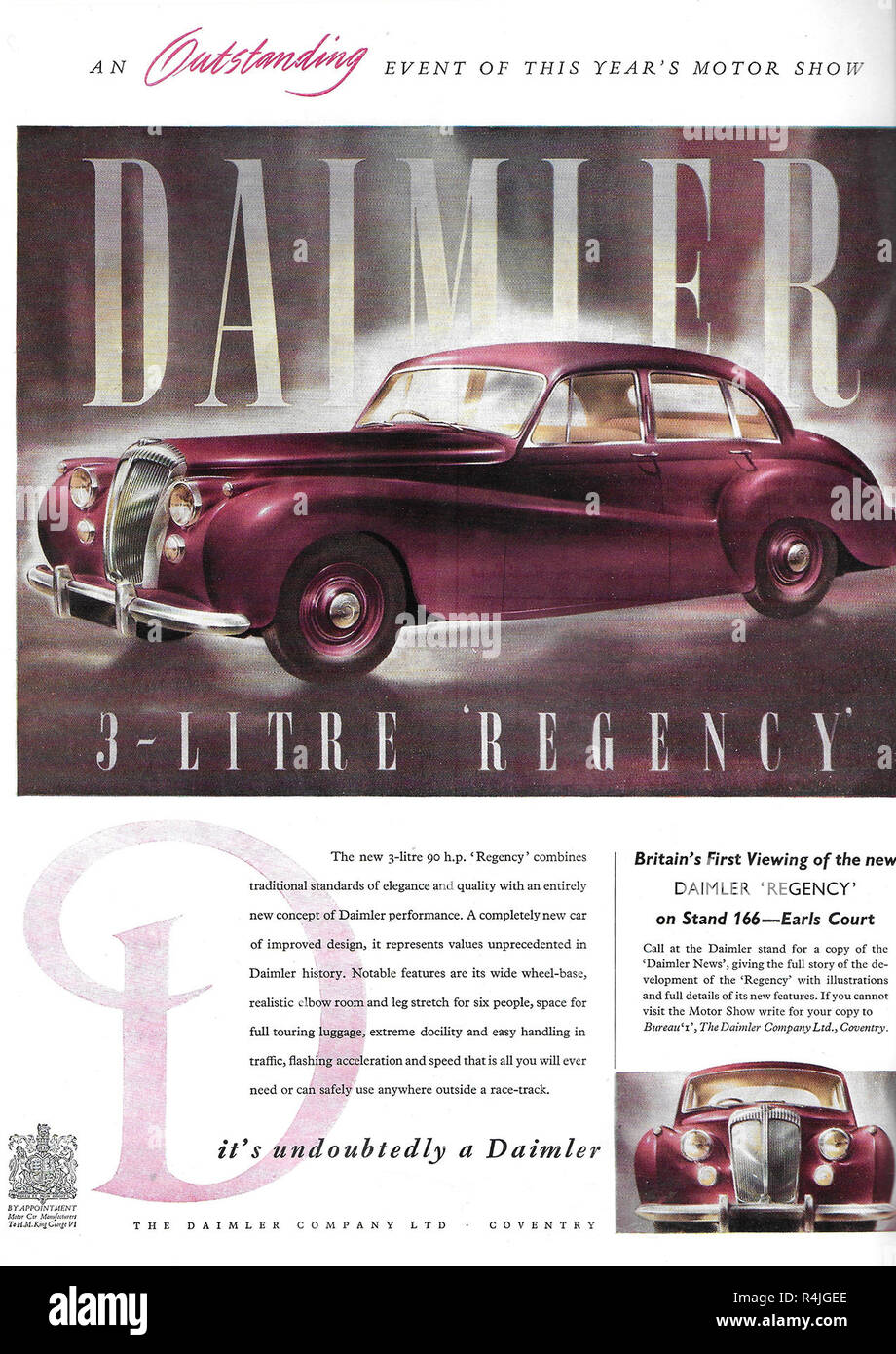 Daimler Regency car advert advertising in Country Life magazine UK 1951 Stock Photo