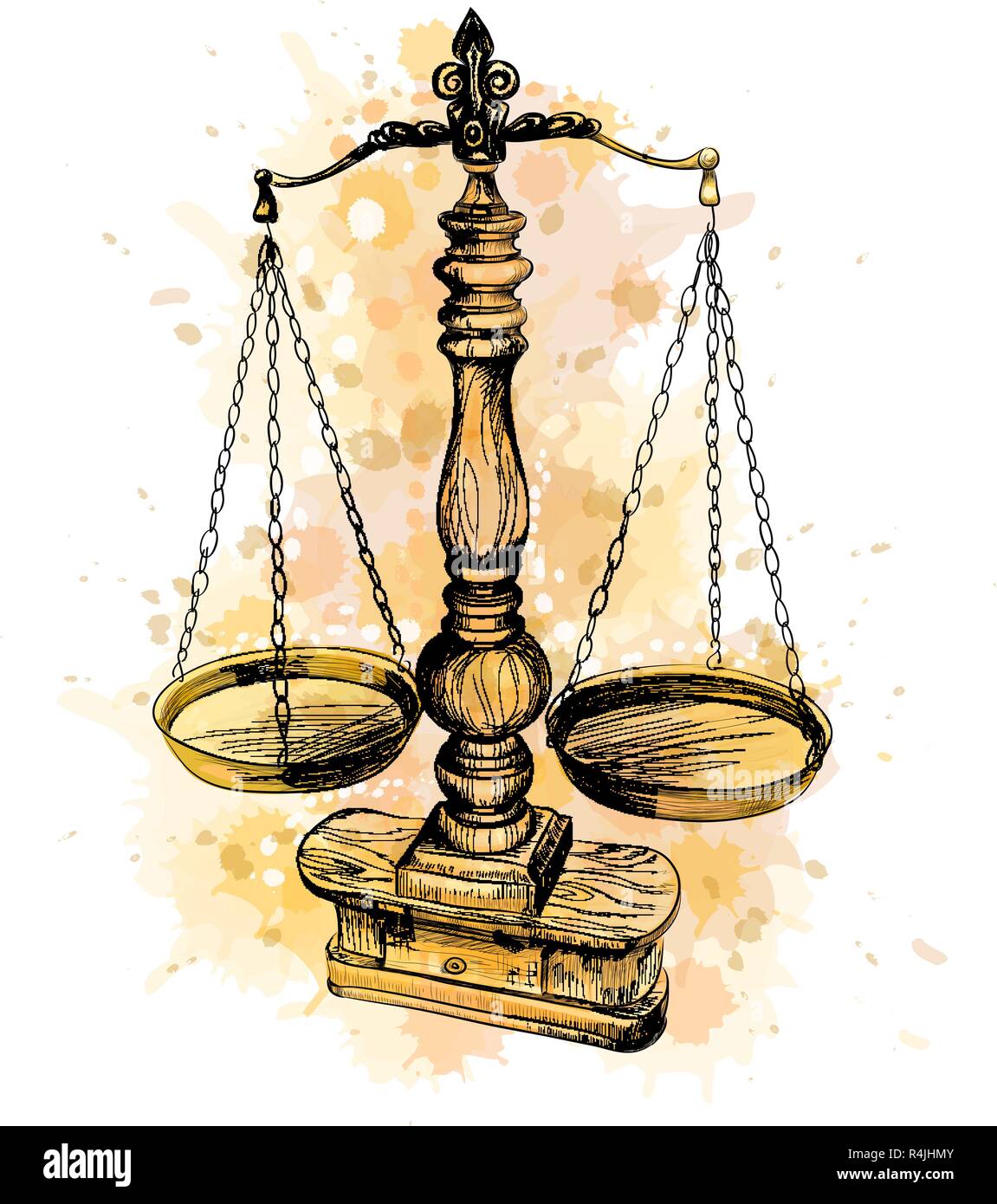 Vintage old scale, Law scales from a splash of watercolor, hand drawn  sketch. Symbol of justice Stock Vector Image & Art - Alamy