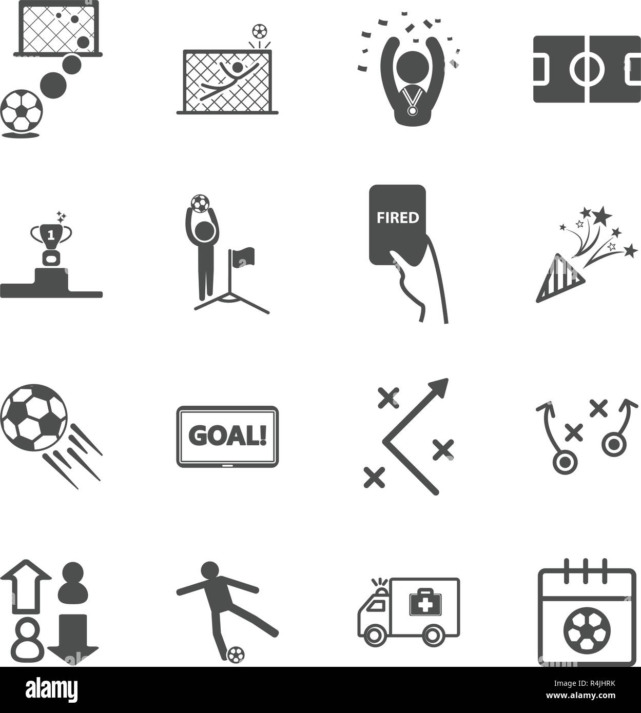 Soccer and Football icons. Sport game and Activity concept. Glyph and